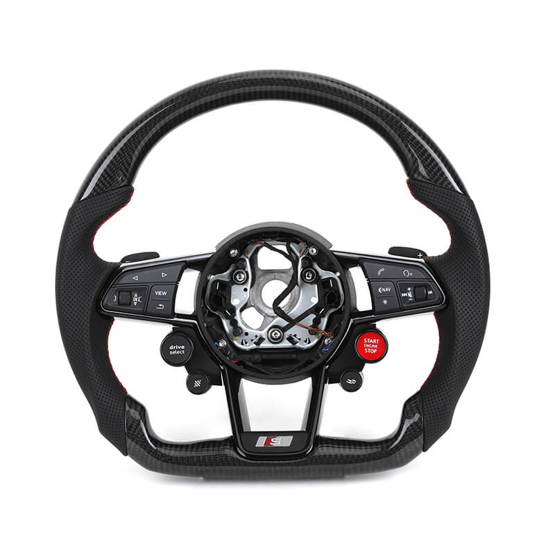 Audi - R8 - Sort Carbon / Perforated Læder - Start/Stop - Læder Airbagcover - Carbonit