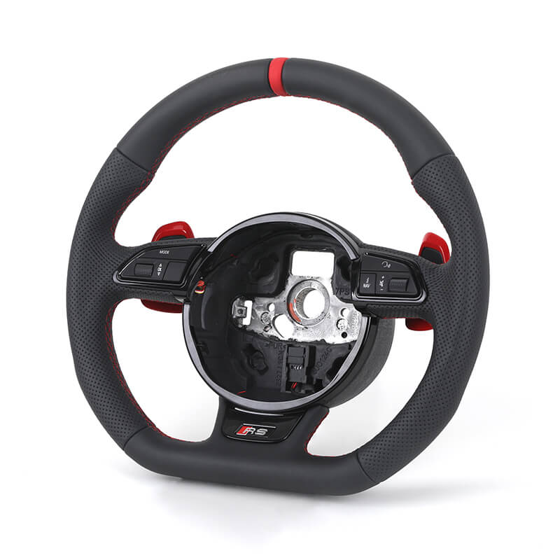 Audi - Halv Perferted Læder - RS logo - Røde detaljer - Carbonit