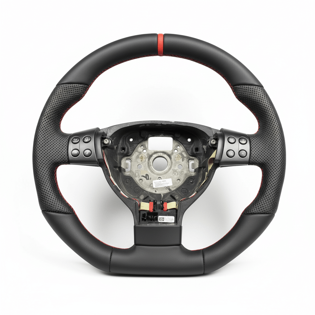 VW Golf MK5 - Fuld læder - Røde detaljer - Med knapper - Carbonit