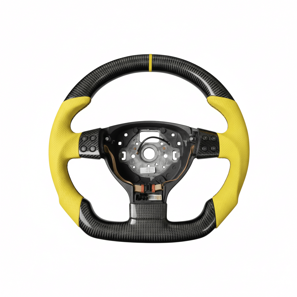 VW Golf MK5 - Gule detaljer - Gul Læder - Med Knapper - Carbonit