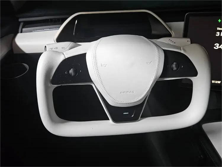 Tesla 3/Y/S/X - Yoke - Hvid Nappa Læder - 2018-2024 - Carbonit