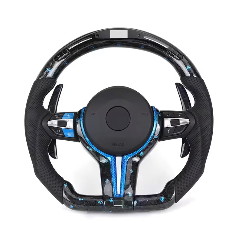 BMW - F-Serie - Blå Forged Carbon - Sort Perferted Læder - LED Skærm - Carbonit
