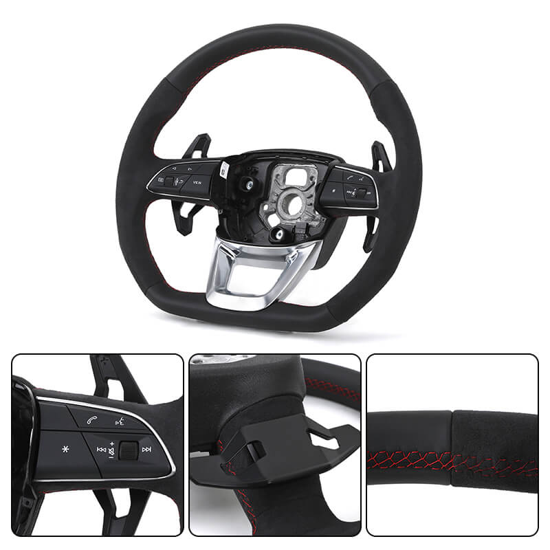 Audi - Fuld Alcantara - Røde Sygninger - Carbonit