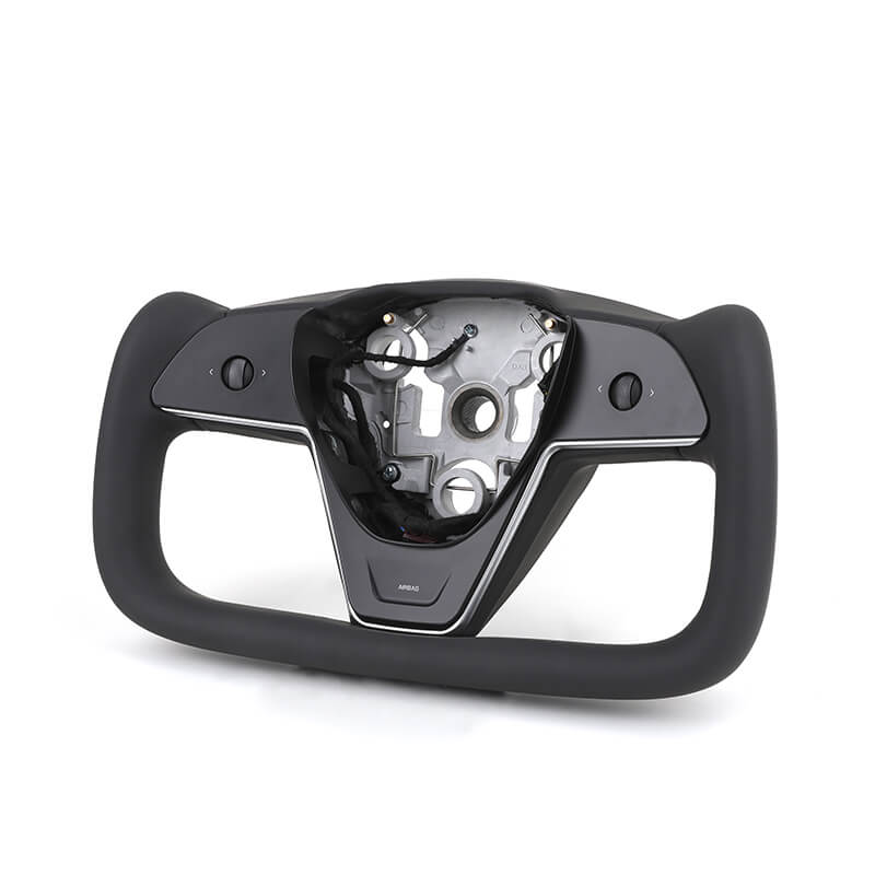 Tesla 3/Y/S/X - Yoke - Sort Nappa Læder - 2018-2024 - Carbonit