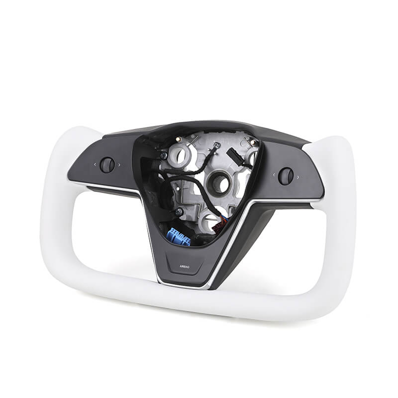 Tesla 3/Y/S/X - Yoke - Hvid Nappa Læder - 2018-2024 - Carbonit