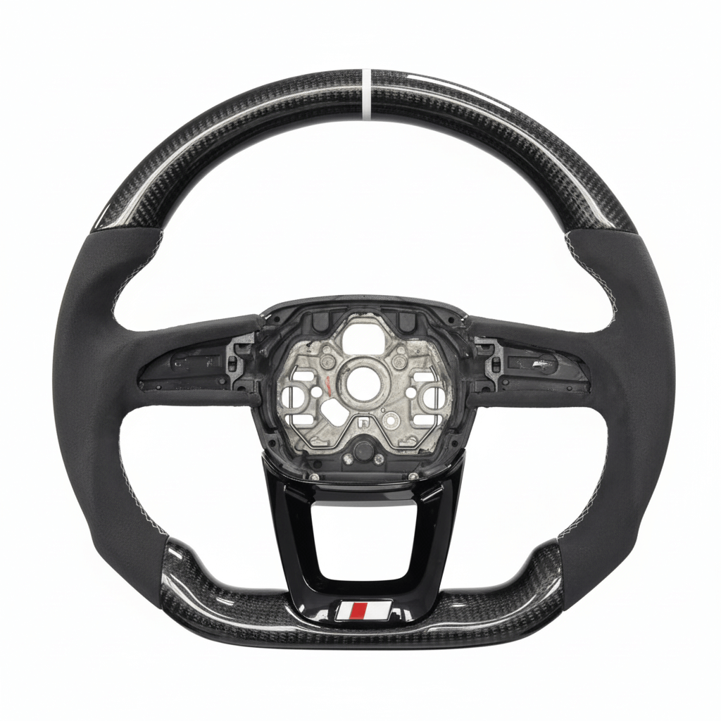 Audi - Carbon Sportsrat - Alcantara sider - Hvid toplinje - Carbonit