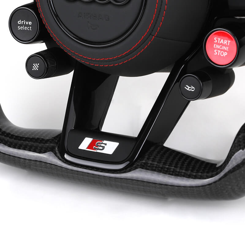 Audi - R8 - Sort Carbon / Perforated Læder - Start/Stop - Læder Airbagcover - Carbonit