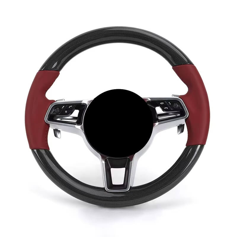 Porsche - Piano Sort Carbon - Rød Læder Sider - Carbonit