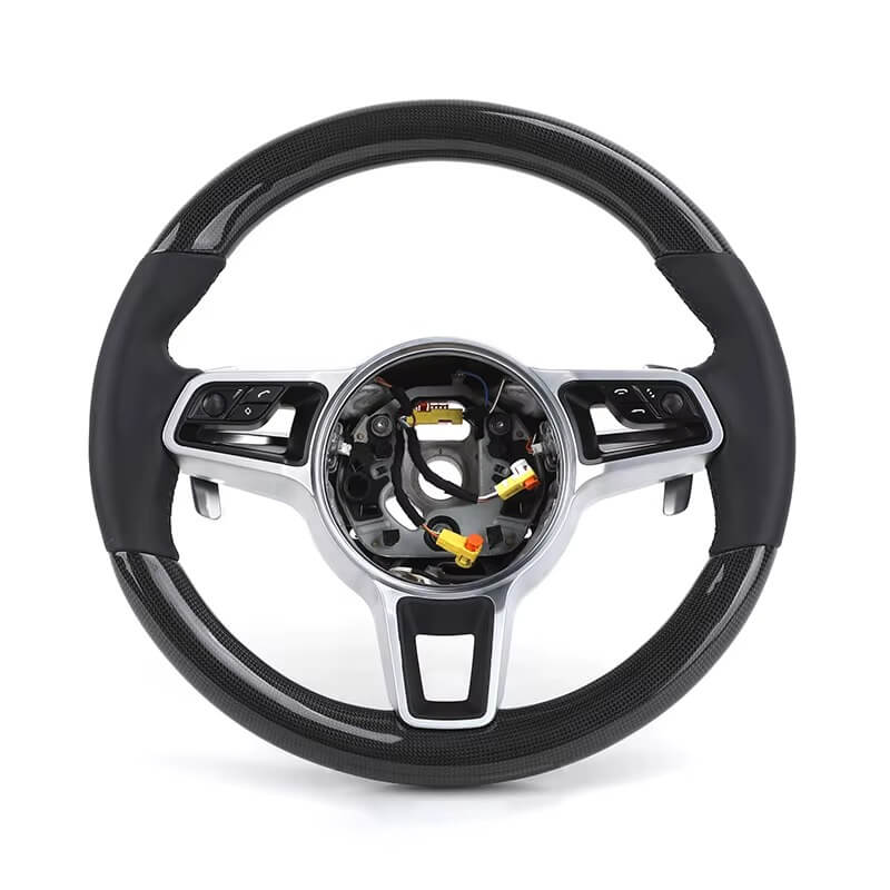 Porsche - Piano Sort Carbon - Læder Sider - Carbonit