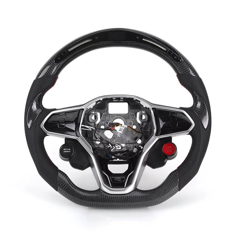 VW Golf MK8 - Sort Carbon - LED Skærm - Røde Syninger - Carbonit