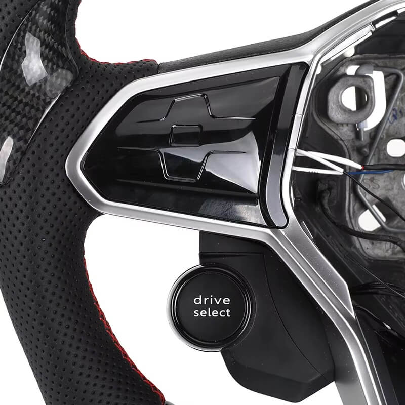 VW Golf MK8 - Sort Carbon - LED Skærm - Røde Syninger - Carbonit